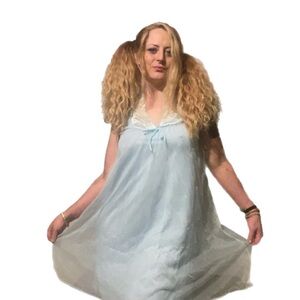 Vintage 1950’s Light Blue Chiffon Nightgown